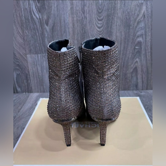 NEW Michael Kors MK Katerina Embellished Glitter Ankle Boot Black/Bronze 6.5 - Picture 10 of 12